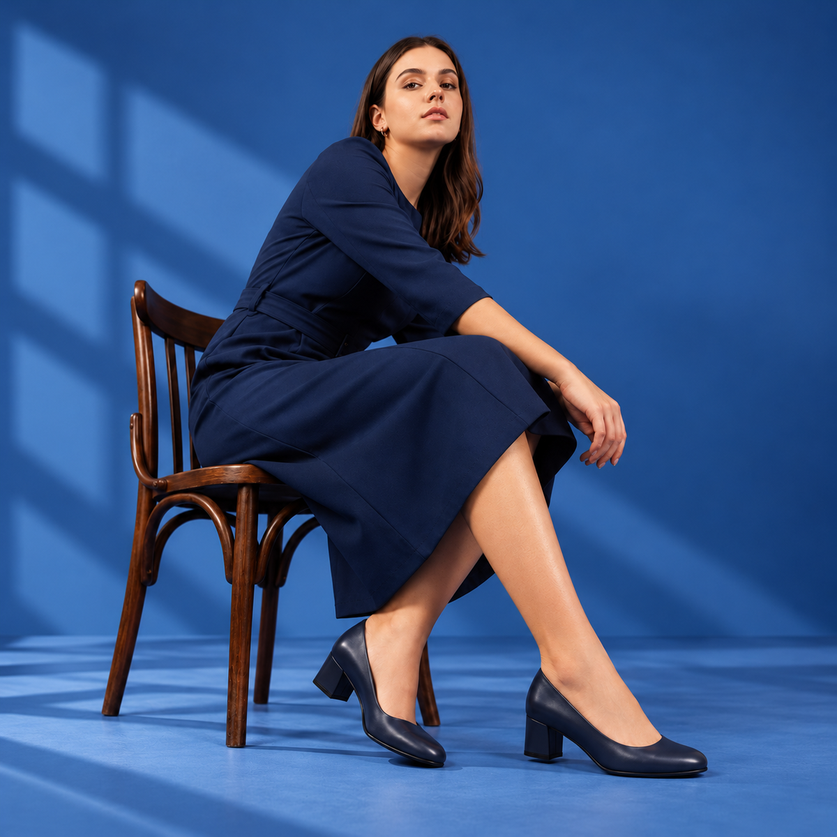 Stewardessen pumps Comet - Blauw (lage hak)