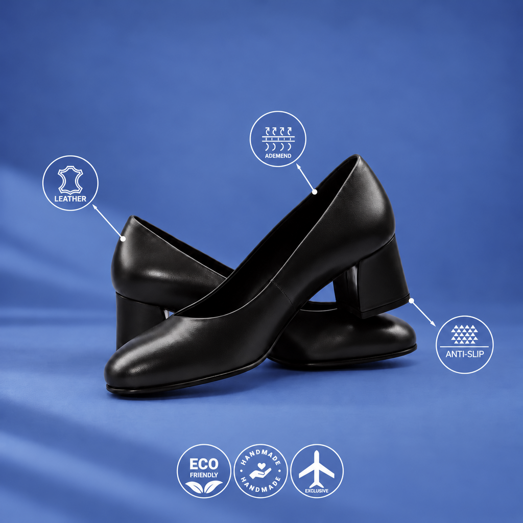 Stewardessen pumps Comet - Blauw (lage hak)